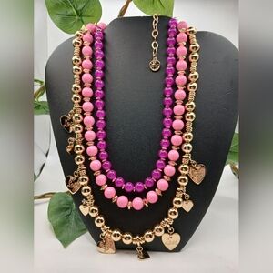 Lilly Pulitzer Gold and Pink Heart Charm Necklace 💕 NWOT